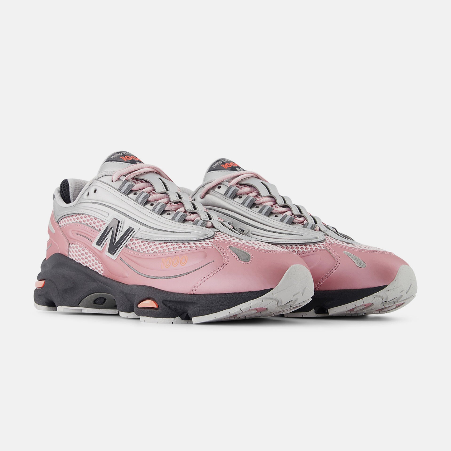 M1000 shoes in pink and silver.