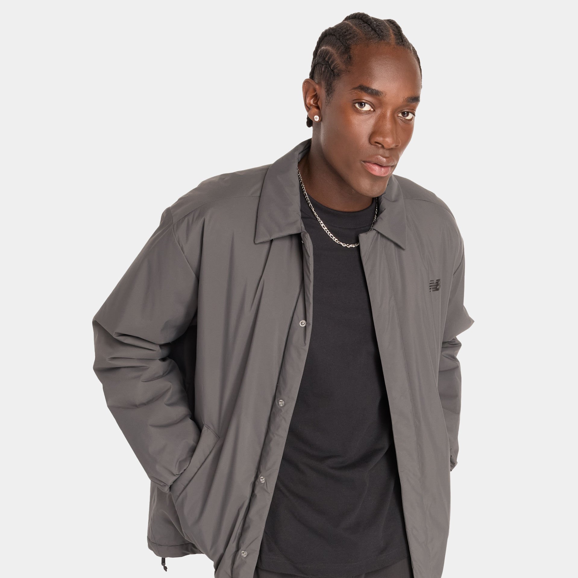 Men's Coaches Jacket in grey.